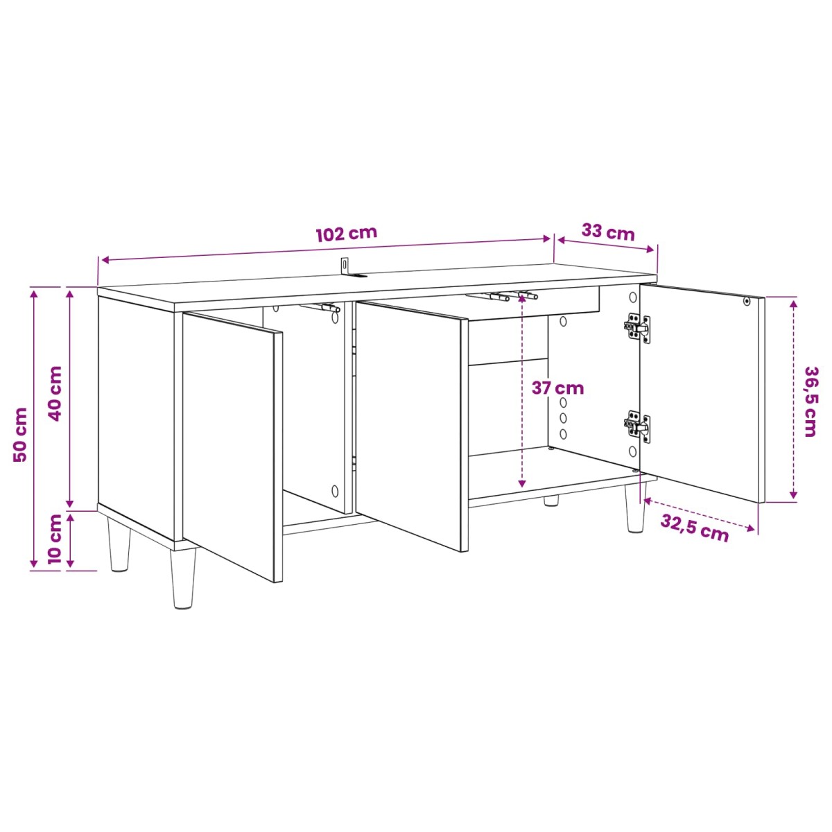 vidaXL Ντουλάπι TV OMMEN 102 x 33 x 50 εκ. Sonoma Επεξεργασμένο Ξύλο