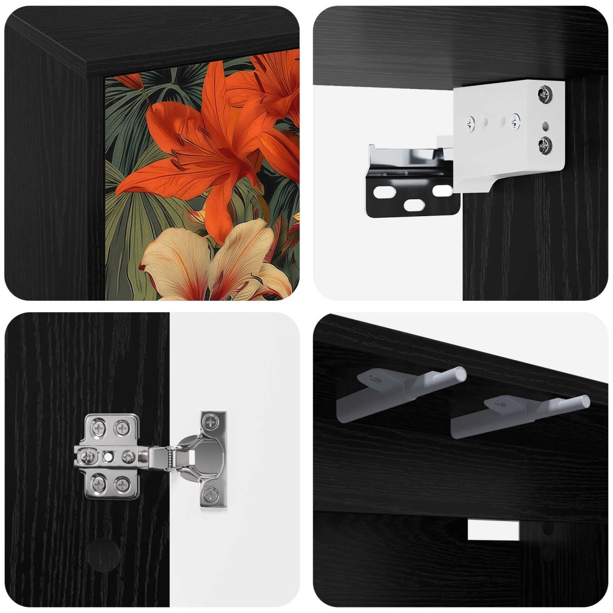 vidaXL Κρεμαστός θρανίο τηλεόρασης GENNEP 69 x 33 x 40 εκ Μαύρη Δρυς