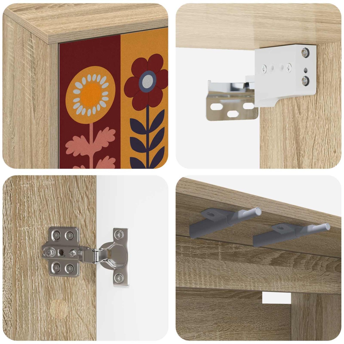 vidaXL Κρεμαστός θρανίο τηλεόρασης ESSEN 69 x 33 x 40 εκ Sonoma Δρυς