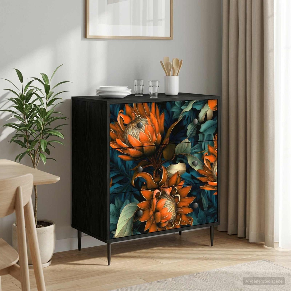 vidaXL Κουτί με συρτάρια LOCHEM Πορτοκαλί εκτύπωση 66 x 36,5 x 76 εκ.