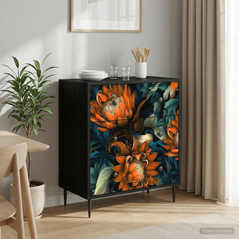 vidaXL Κουτί με συρτάρια LOCHEM Πορτοκαλί εκτύπωση 66 x 36,5 x 76 εκ.