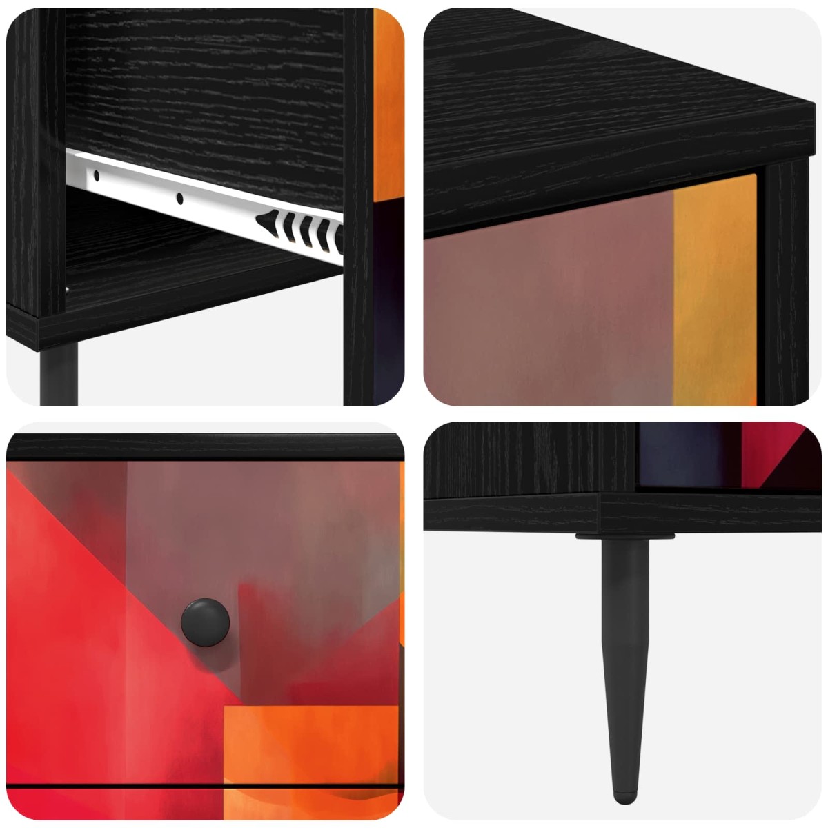 vidaXL Κουτί με συρτάρια HEESCH Χρωματιστό σχέδιο 66 x 36,5 x 76 εκ.