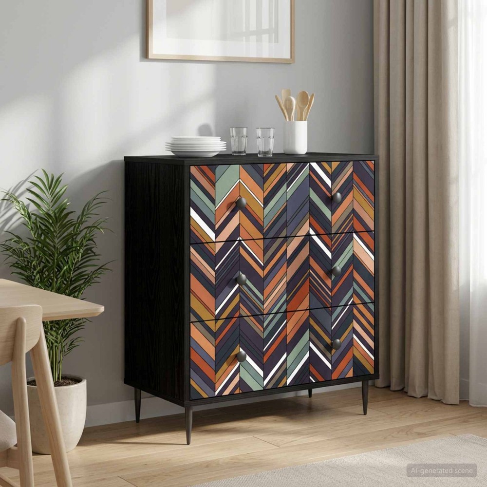 vidaXL Κουτί με συρτάρια OMMEN Γεωμετρικό σχέδιο 66 x 36,5 x 76 εκ.