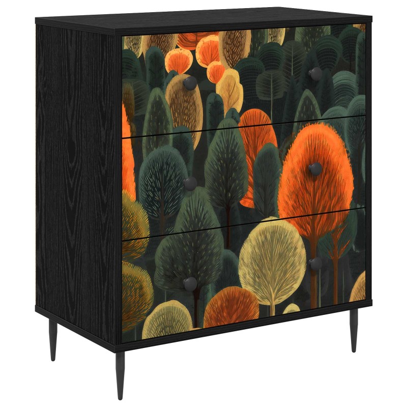 vidaXL Κουτί με συρτάρια ZAANDAM Σχέδιο δάσους 66 x 36,5 x 76 εκ.