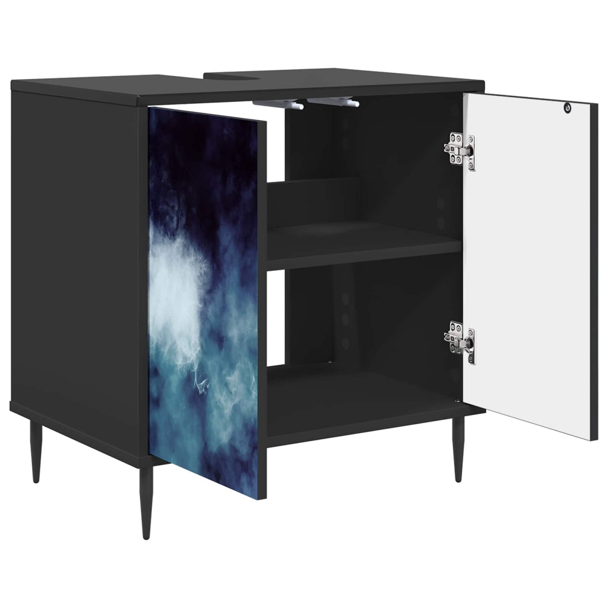 vidaXL Ντουλάπι Μπάνιου RAALTE Μαύρη Δρυς 60 x 40 x 61 εκ