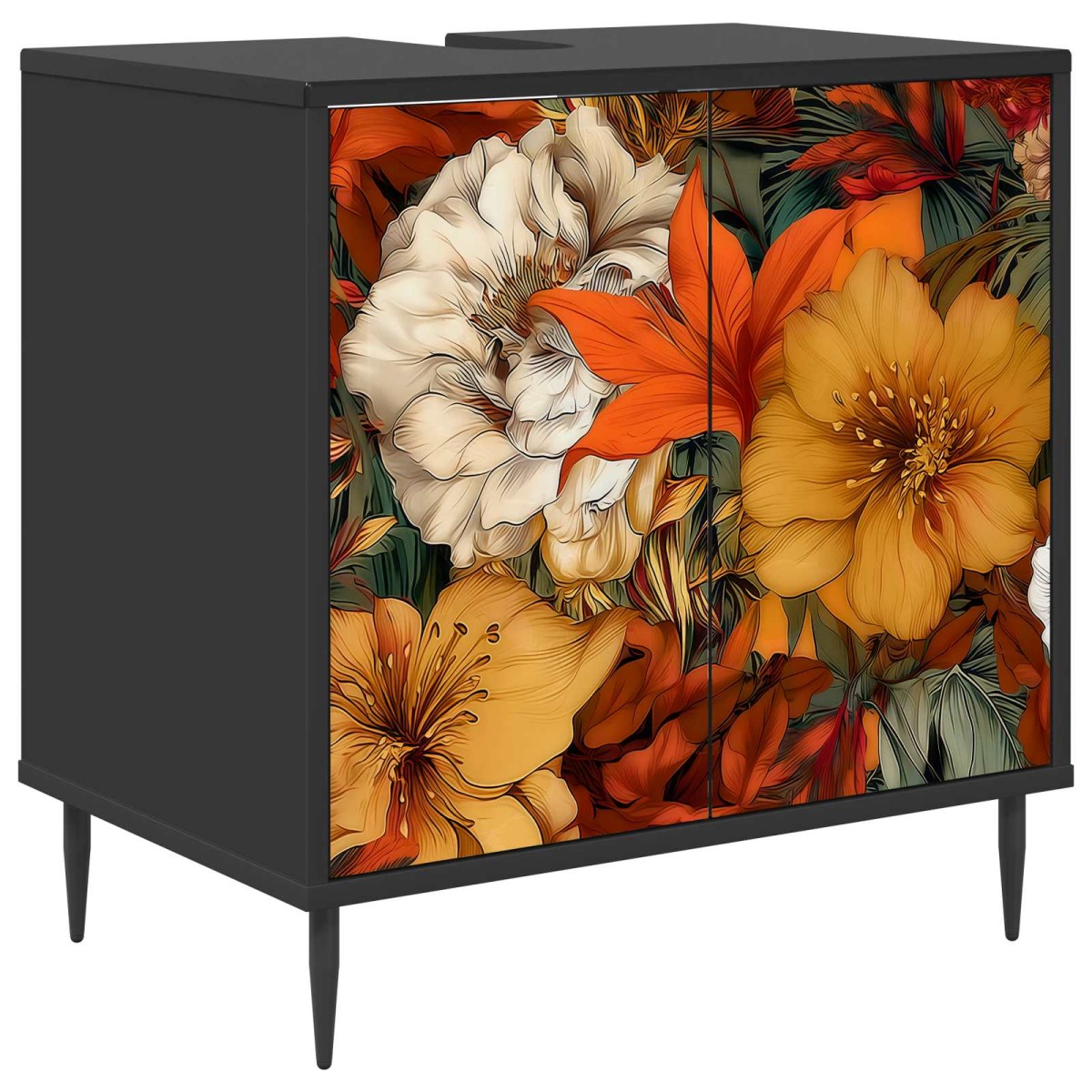 vidaXL Ντουλάπι Μπάνιου GENNEP Μαύρη Δρυς 60 x 40 x 61 εκ
