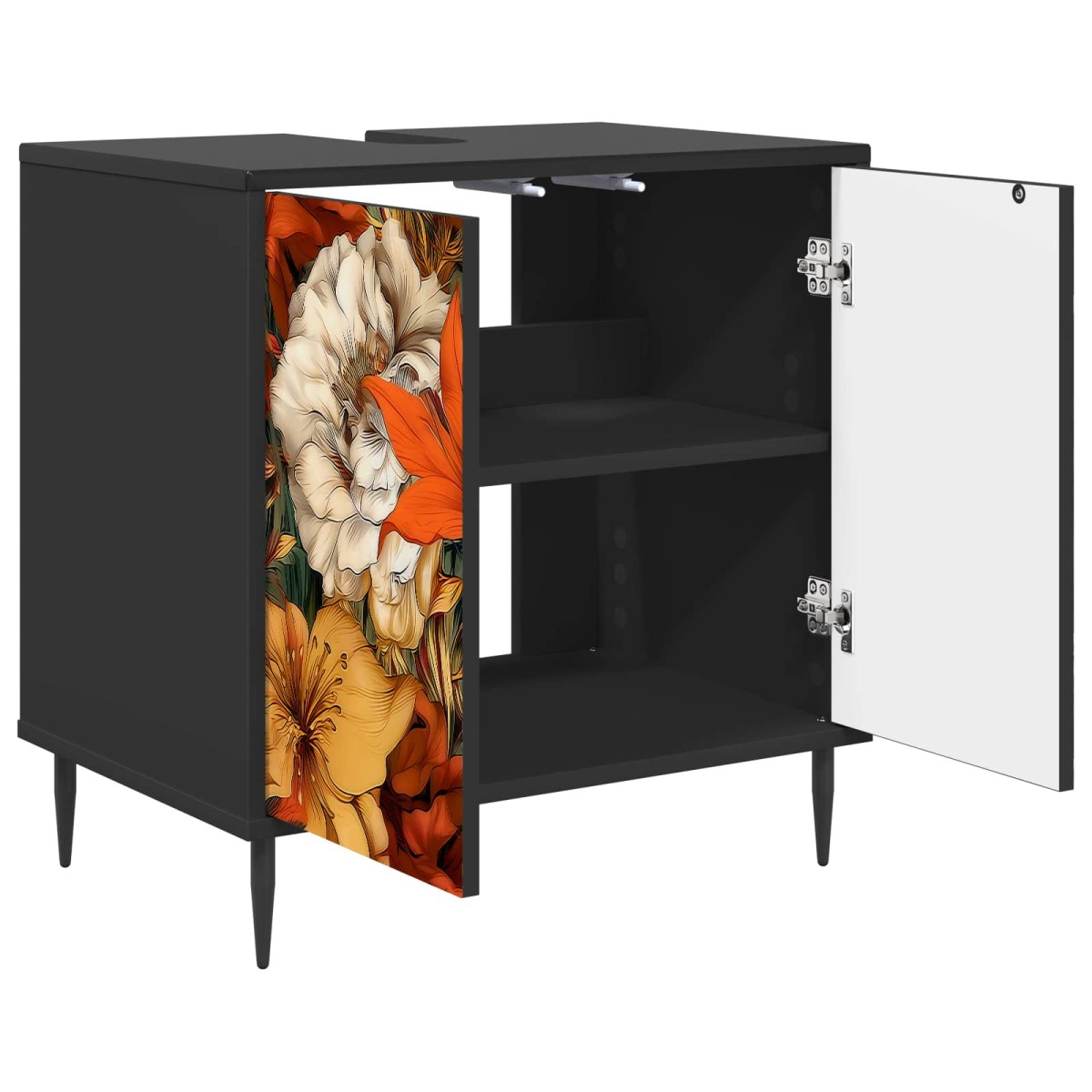 vidaXL Ντουλάπι Μπάνιου GENNEP Μαύρη Δρυς 60 x 40 x 61 εκ