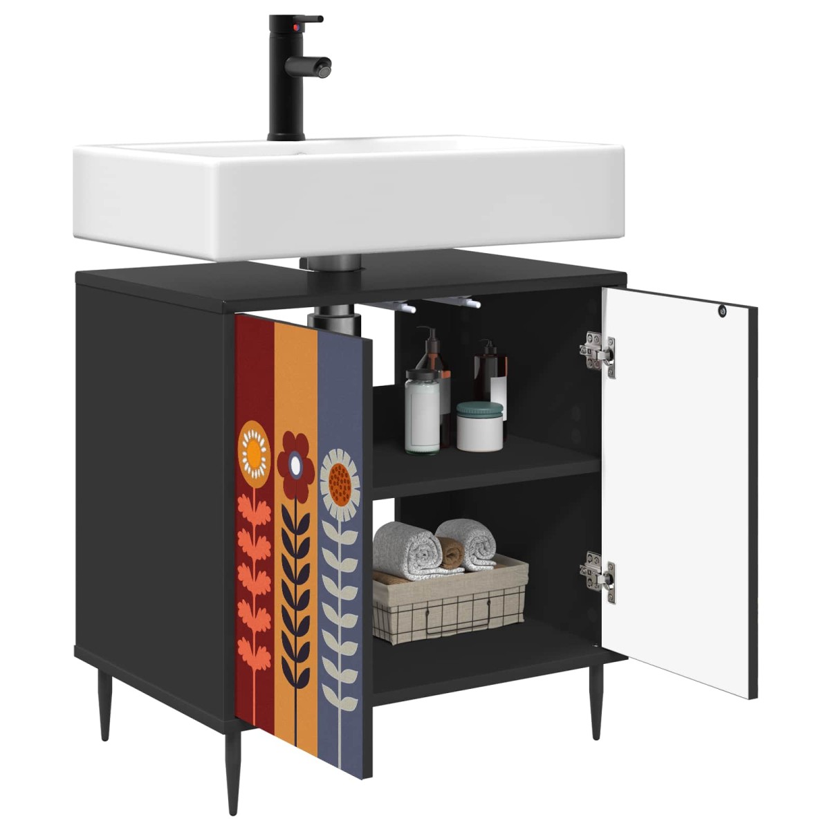 vidaXL Ντουλάπι Μπάνιου ESSEN Μαύρη Δρυς 60 x 40 x 61 εκ