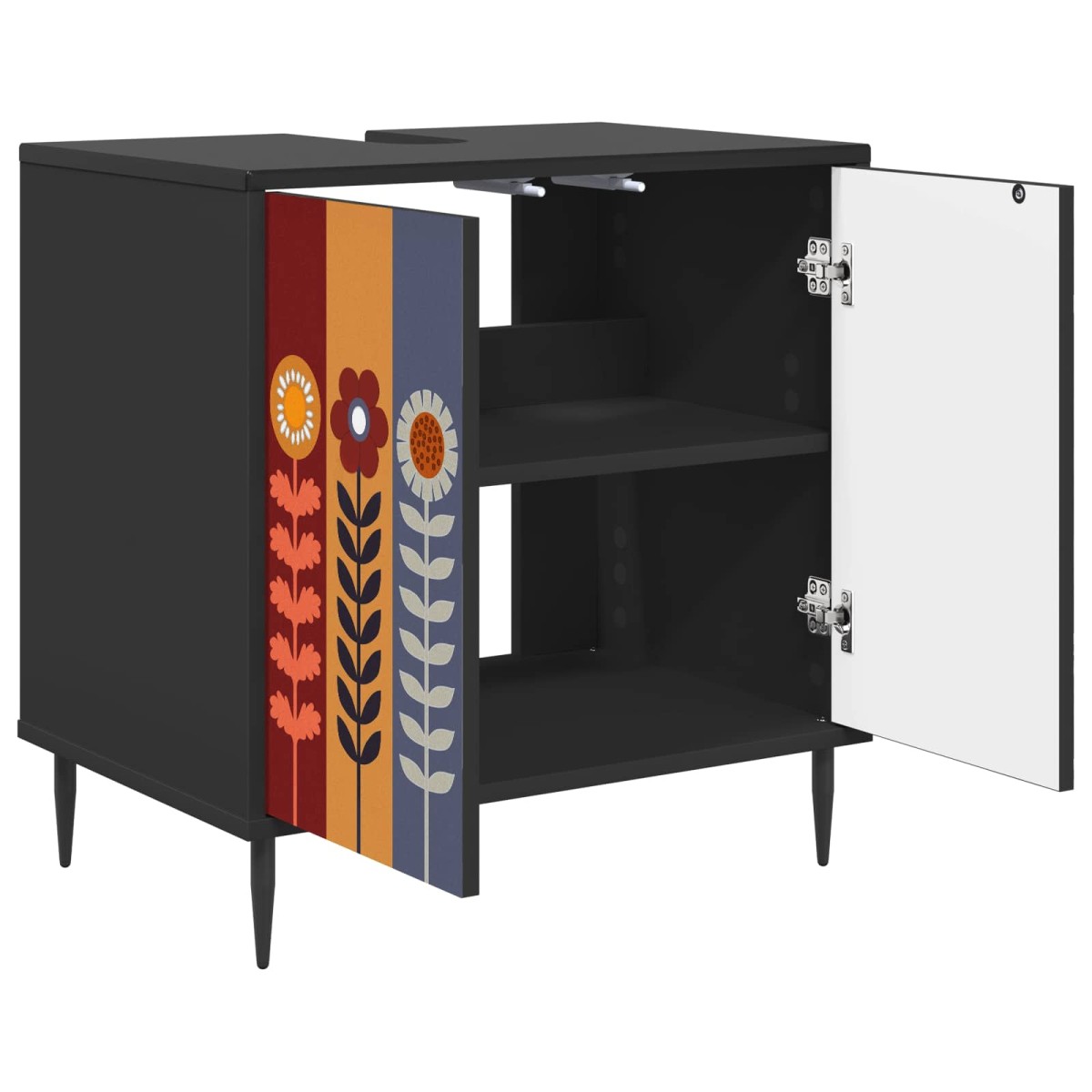 vidaXL Ντουλάπι Μπάνιου ESSEN Μαύρη Δρυς 60 x 40 x 61 εκ