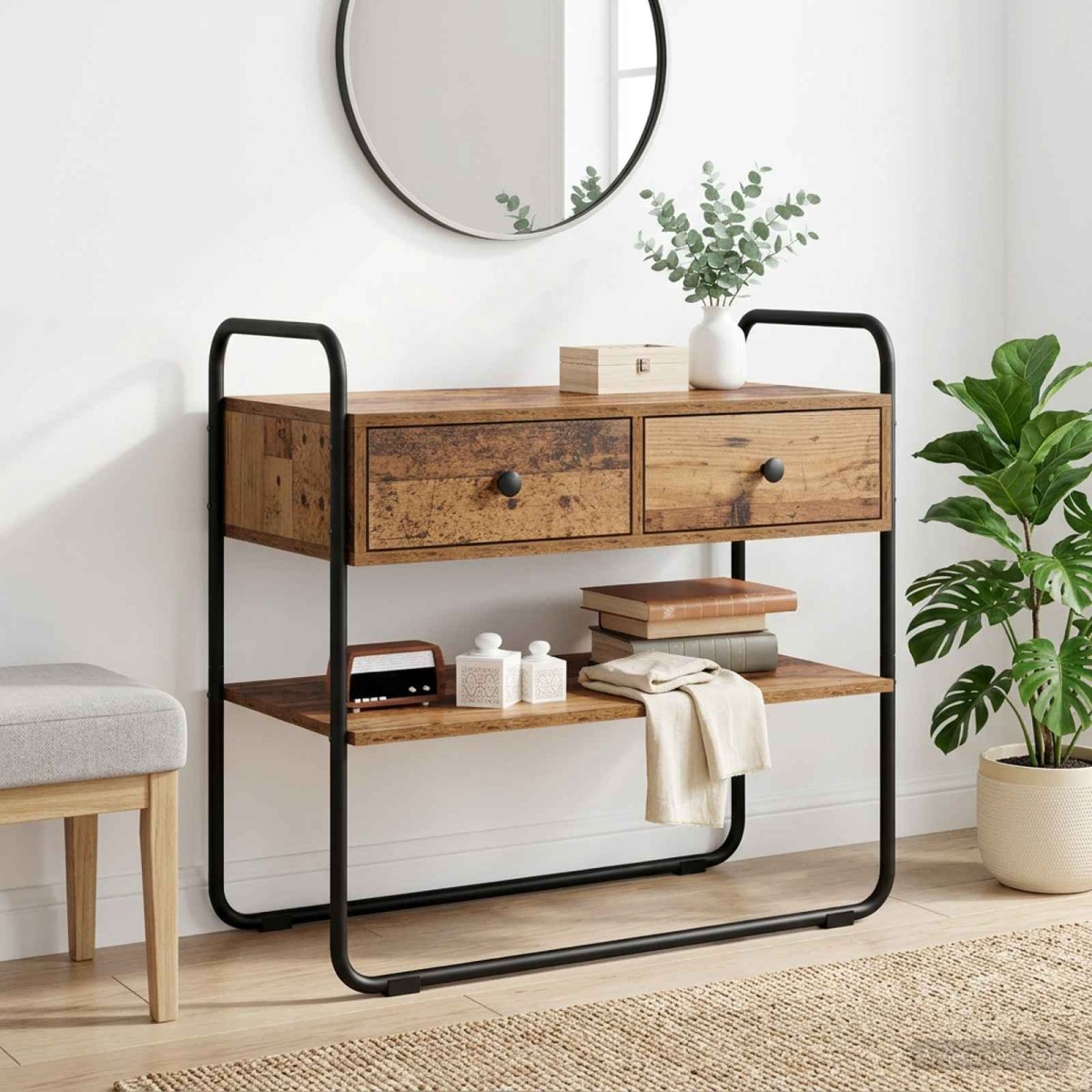 vidaXL Τραπέζι κονσόλας Παλαιωμένο ξύλο 100 x 40 x 75 cm