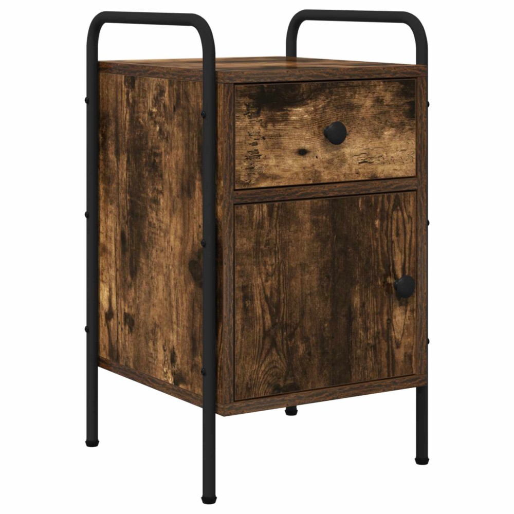 vidaXL Κομοδίνο Καπνισμένο Ξύλο Δρυός 35 x 36,5 x 61 εκ