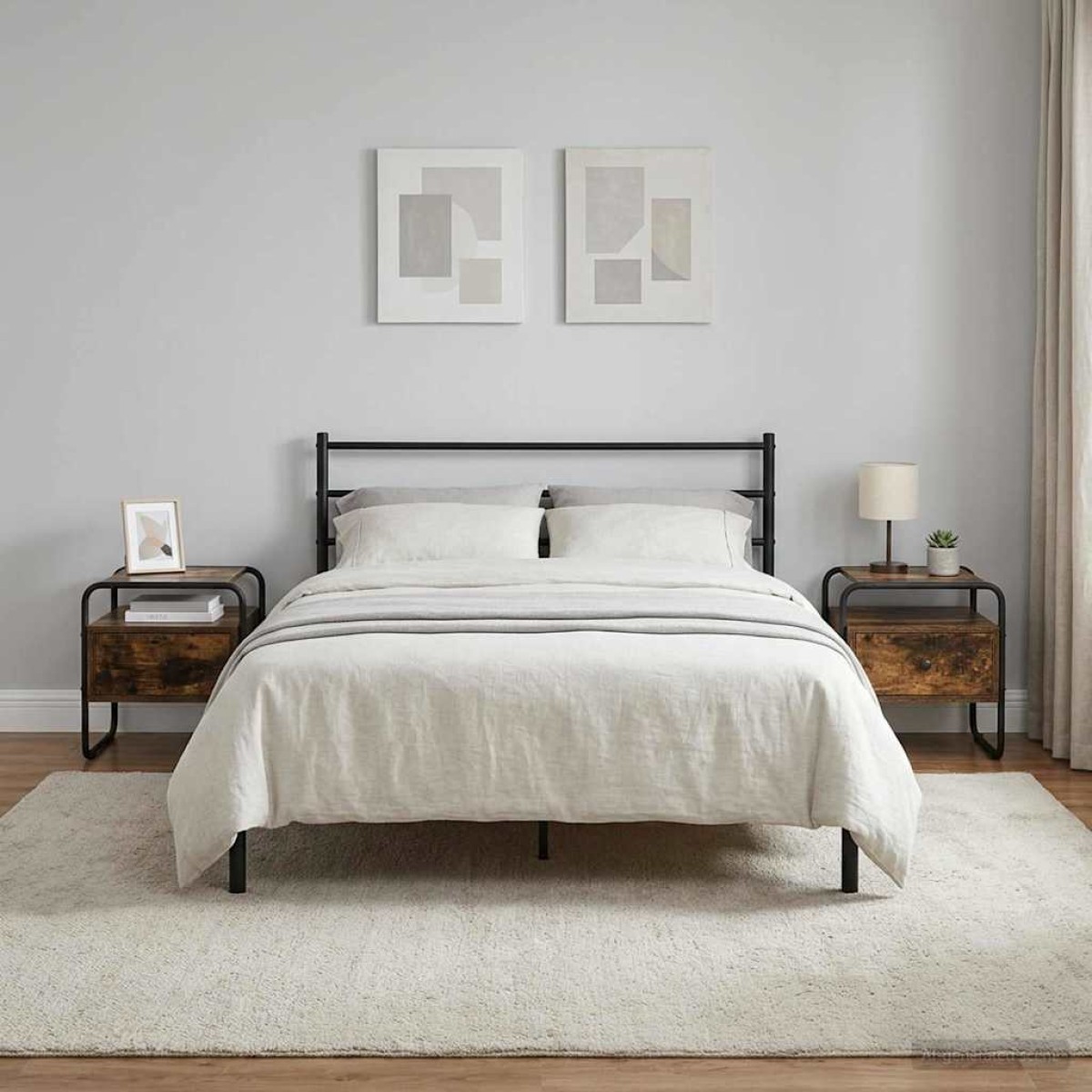 vidaXL Κομοδίνο 2 τμχ. Καπνισμένο Ξύλο Δρυός 40 x 39,5 x 40 εκ