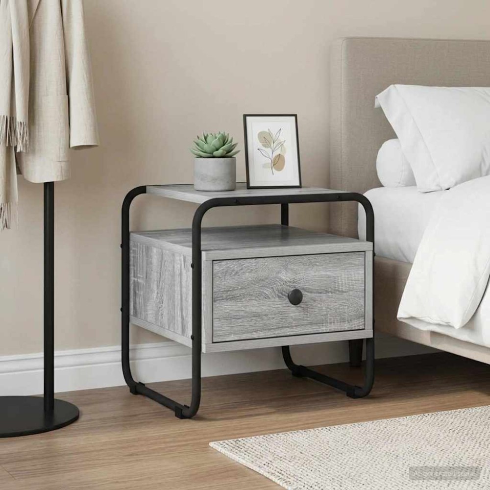 vidaXL Κομοδίνο Γκρι Sonoma 40 x 39,5 x 40 εκ Επεξεργασμένο Ξύλο