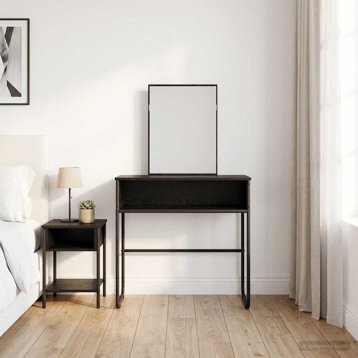 vidaXL Τραπέζι περιποίησης με ράφι Μαύρη Δρυς 81 x 40 x 131 εκ
