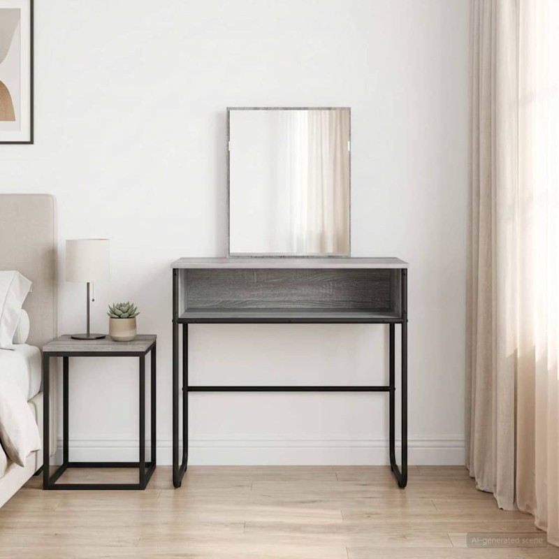 vidaXL Τραπέζι περιποίησης με ράφι Γκρι Sonoma 81 x 40 x 131 εκ