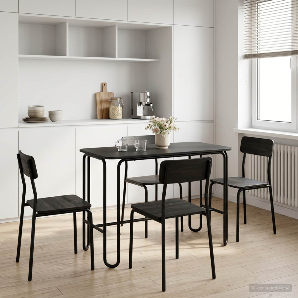 vidaXL Τραπεζαρία 100 x 50 x 75 cm Επεξεργασμένο Ξύλο Μαύρο Ορθογώνιος