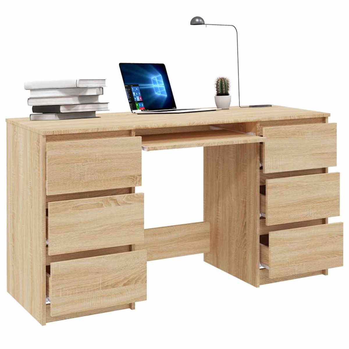 vidaXL Γραφείο Sonoma Δρυς 140 x 50 x 77 εκ. από Μοριοσανίδα