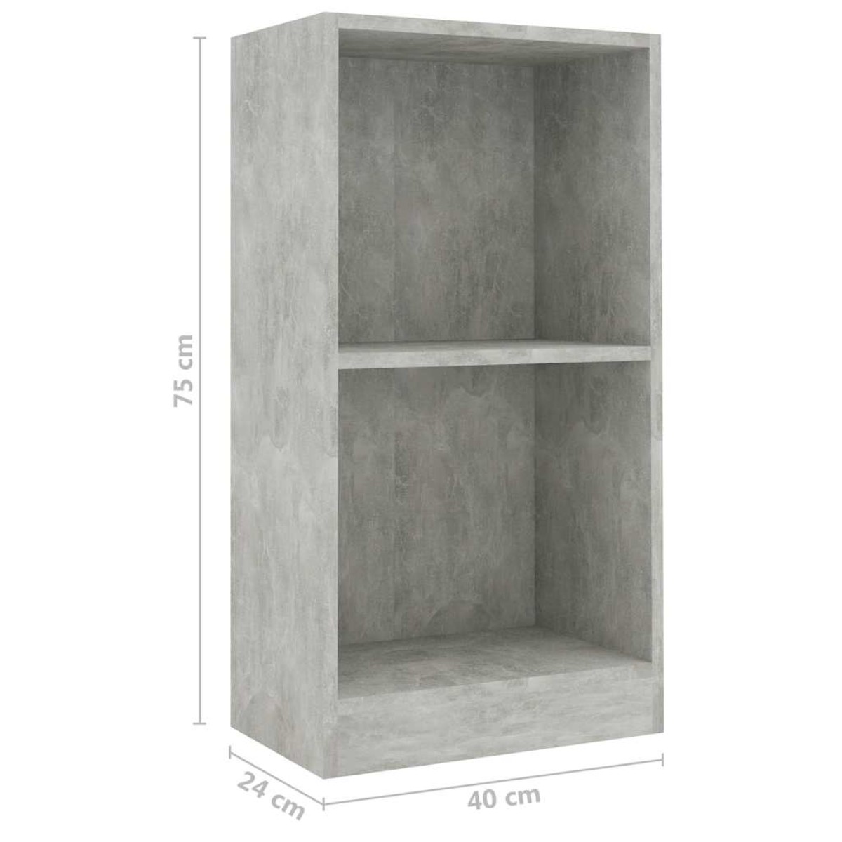 vidaXL Βιβλιοθήκη Γκρι από Σκυρόδεμα 40 x 24 x 75 εκ. από Τεχνητό Ξύλο