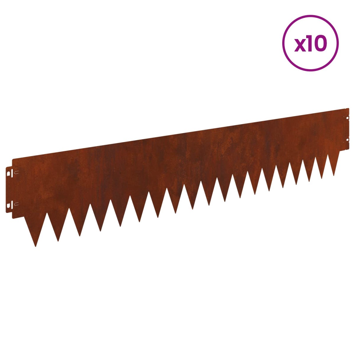 vidaXL Περίγραμμα γκαζόν 10 τμχ. 103 x 20 εκ Ατσάλι Σκ rusty