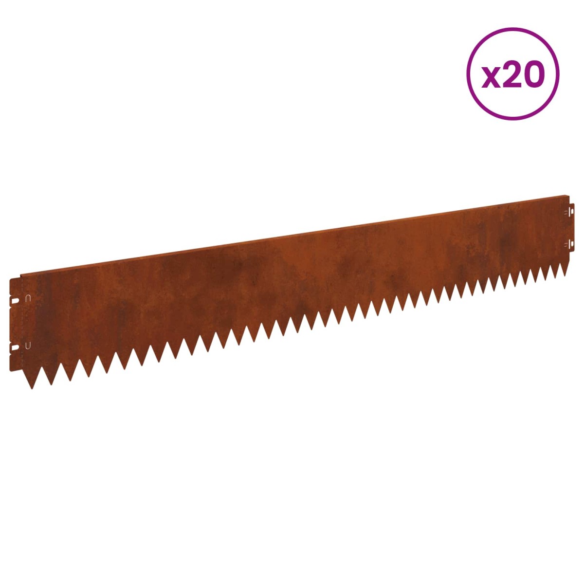 vidaXL Περίγραμμα γκαζόν 20 τμχ. 103 x 15 εκ Ατσάλι Σκ rusty
