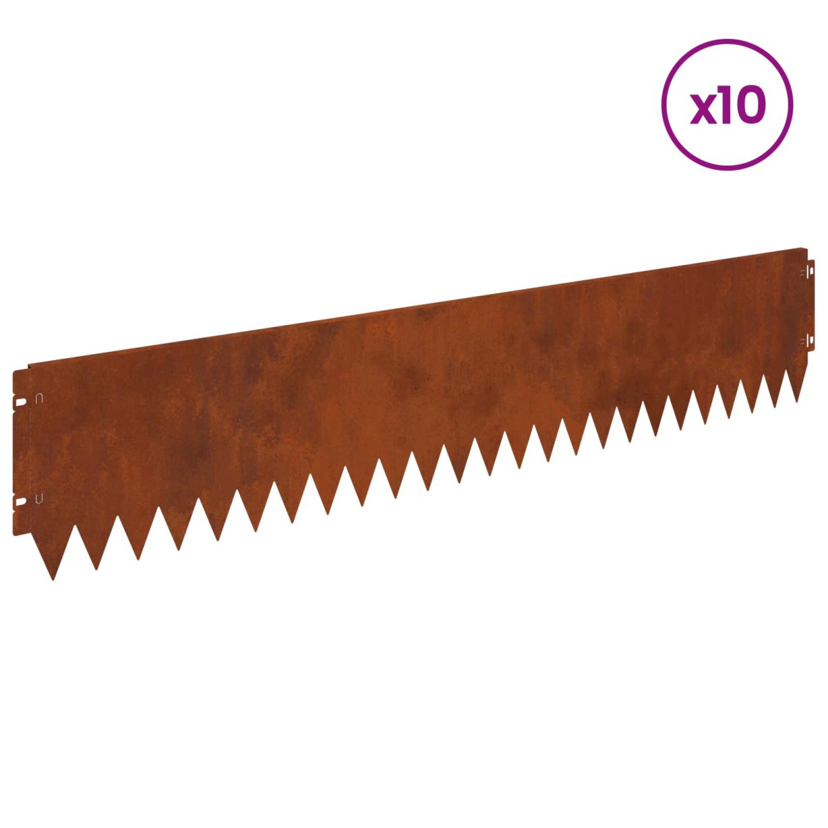 vidaXL Περίγραμμα γκαζόν 10 τμχ. 103 x 20 εκ Ατσάλι Σκ rusty