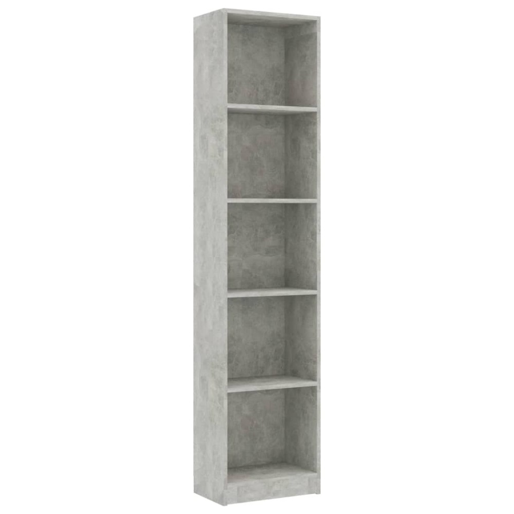 vidaXL Βιβλιοθήκη με 5 Ράφια Γκρι Σκυροδέμ. 40x24x175 εκ. Επεξ. Ξύλο