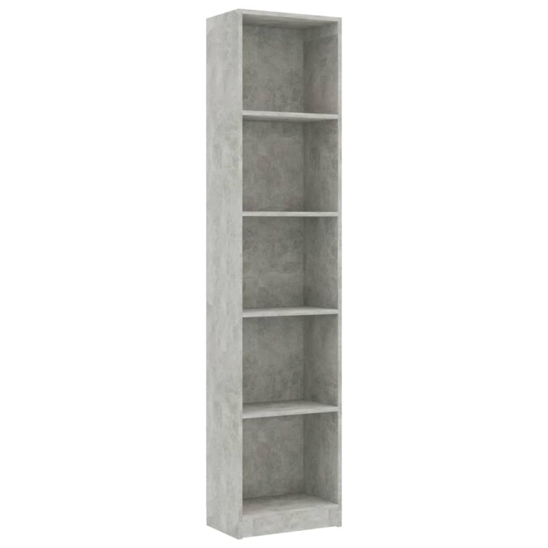 vidaXL Βιβλιοθήκη με 5 Ράφια Γκρι Σκυροδέμ. 40x24x175 εκ. Επεξ. Ξύλο