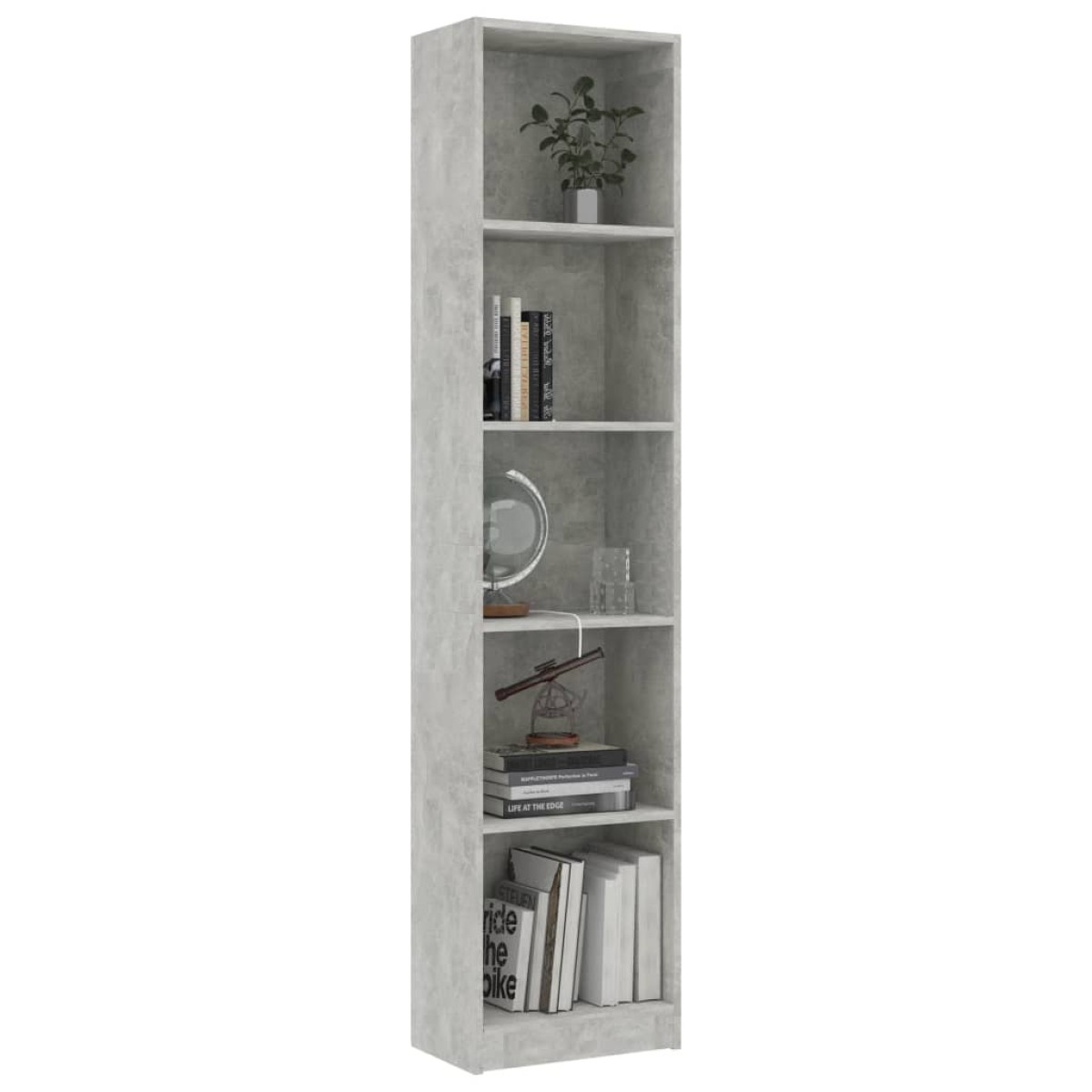 vidaXL Βιβλιοθήκη με 5 Ράφια Γκρι Σκυροδέμ. 40x24x175 εκ. Μοριοσανίδα
