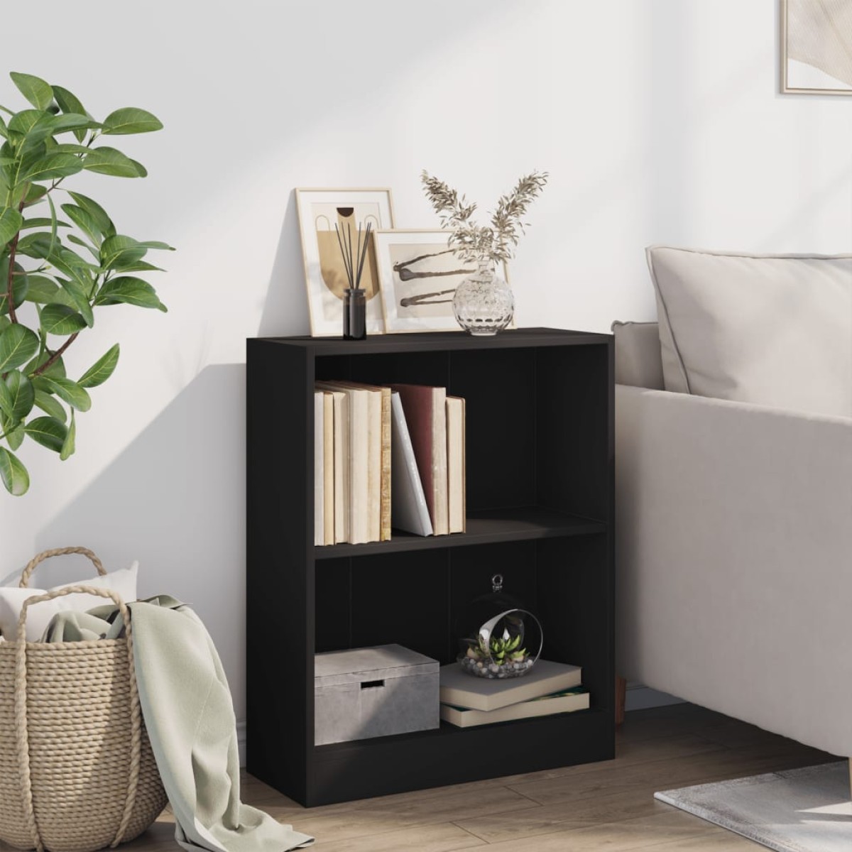 vidaXL Βιβλιοθήκη Μαύρη 60 x 24 x 74,5 εκ. από Επεξεργασμένο Ξύλο