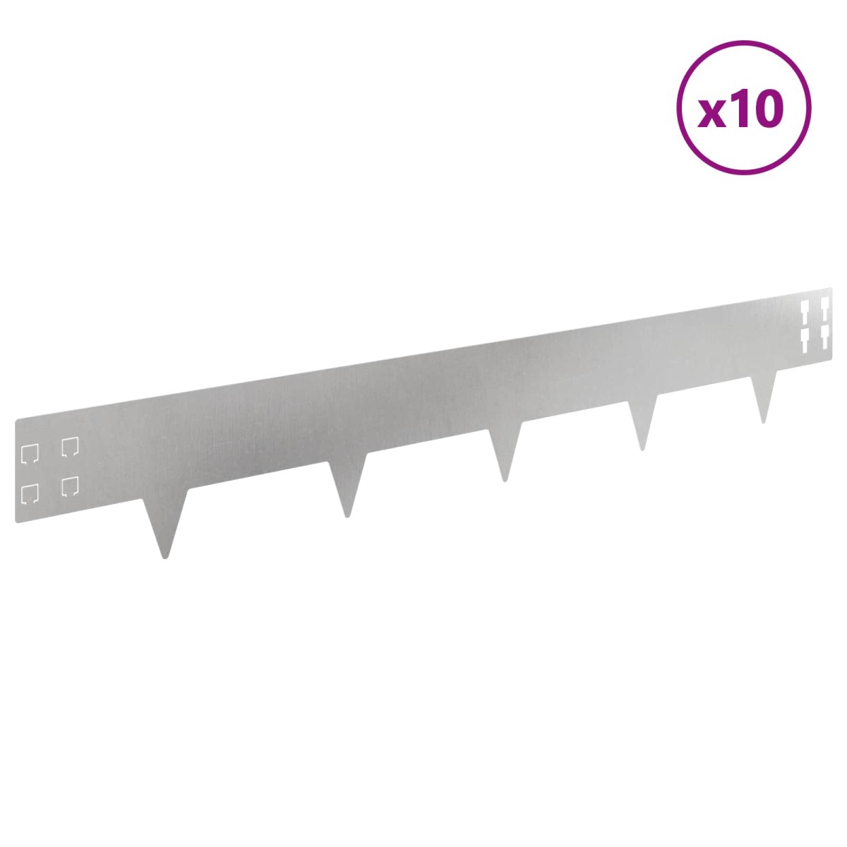 vidaXL Περίγραμμα γκαζόν 10 τμχ. 100 x 15 cm Ατσάλι Ασημί