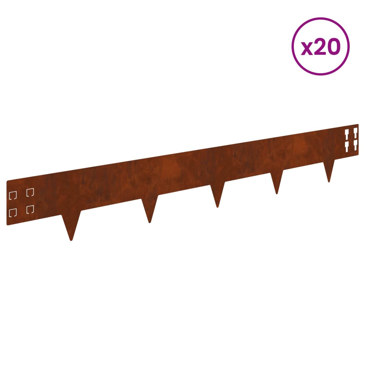 vidaXL Περίγραμμα γκαζόν 20 τμχ. 100 x 15 cm Ατσάλι Σκ rusty
