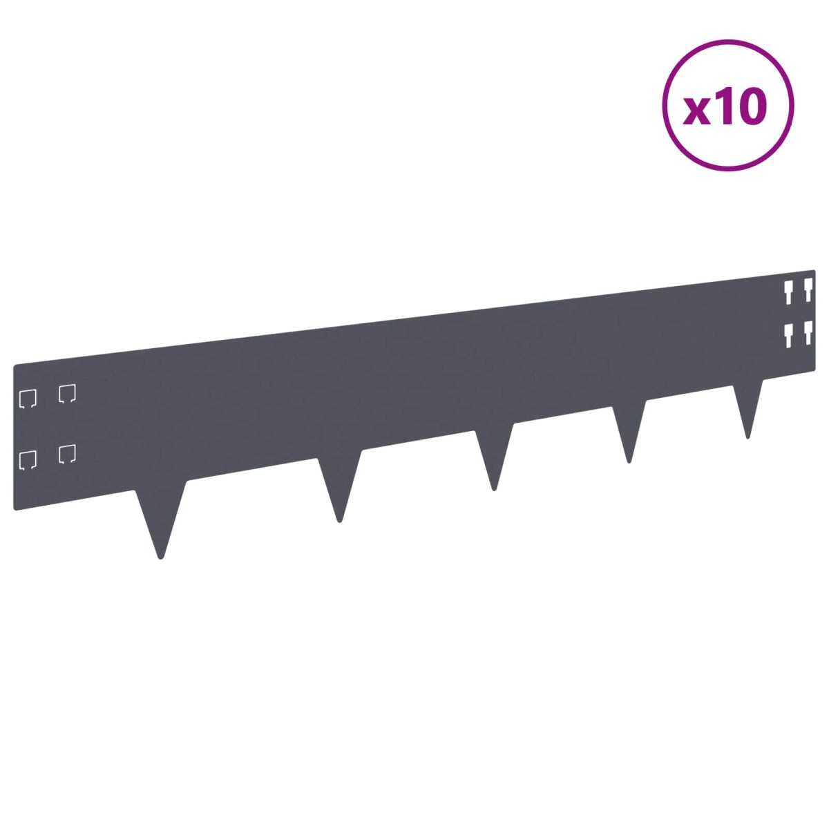 vidaXL Περίγραμμα γκαζόν 10 τμχ. 100 x 20 cm Ατσάλι Ανθρακί