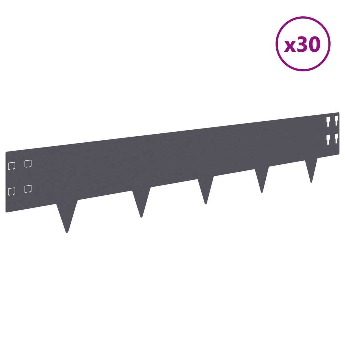vidaXL Περίγραμμα γκαζόν 30 τμχ. 100 x 20 cm Ατσάλι Ανθρακί