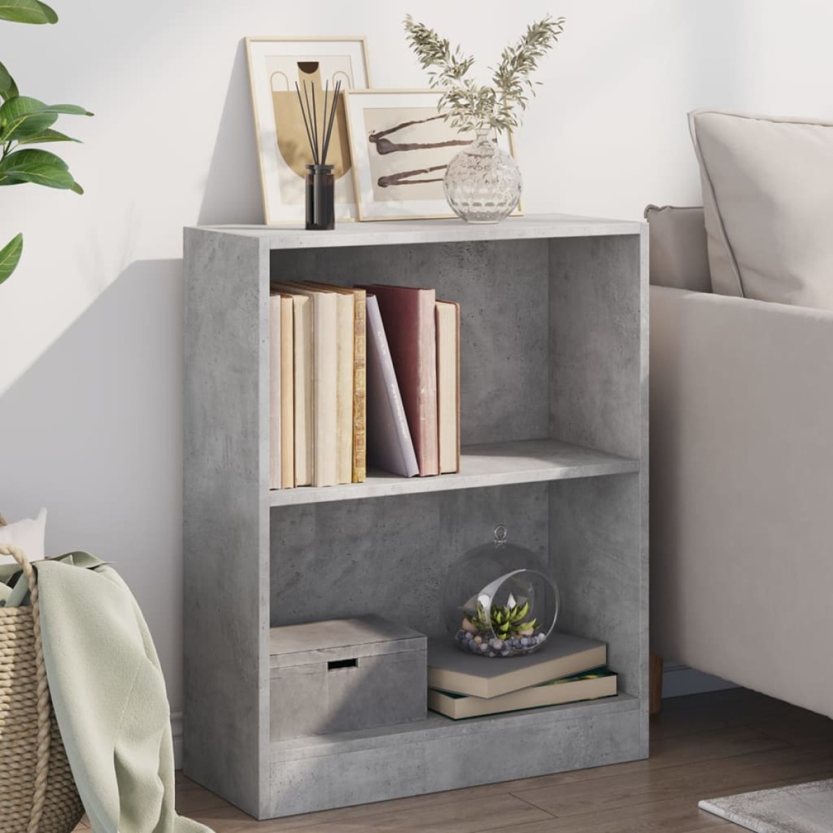 vidaXL Βιβλιοθήκη Γκρι Σκυροδέματος 60x24x74,5 εκ. Επεξεργασμένο Ξύλο