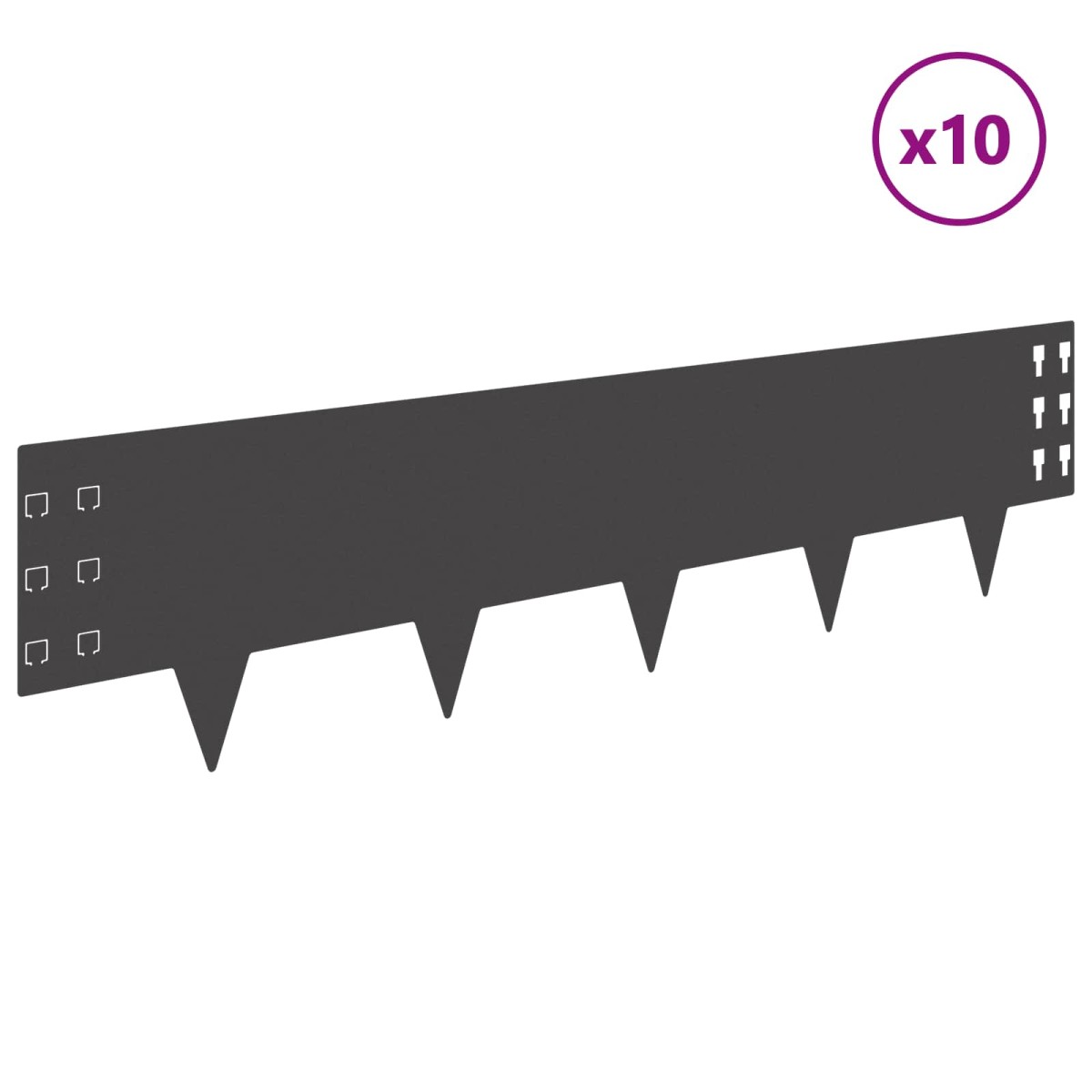 vidaXL Περίγραμμα γκαζόν 10 τμχ. 100 x 25 cm Ατσάλι Μαύρο