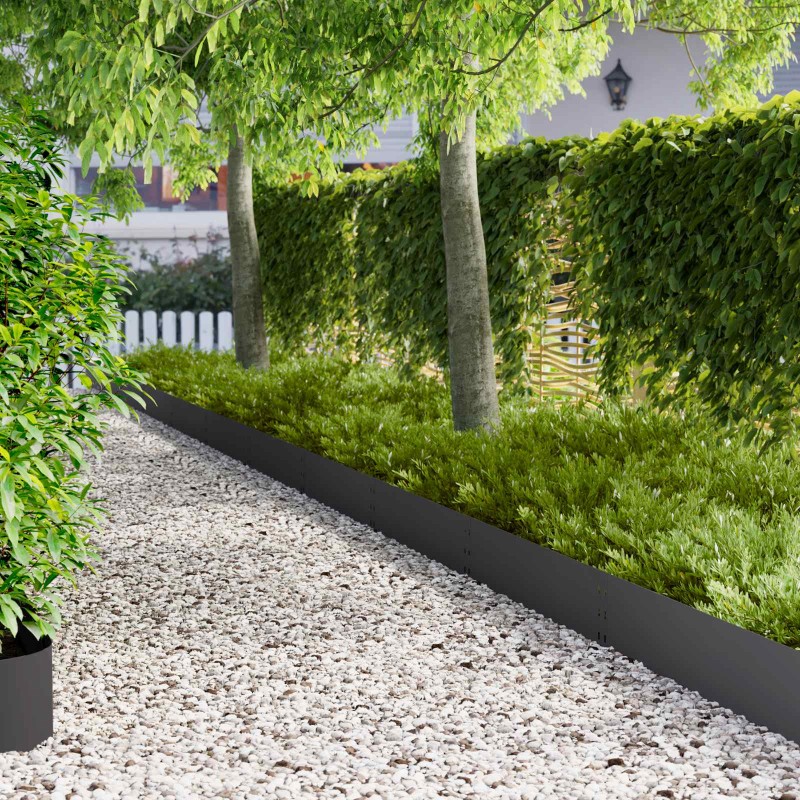 vidaXL Περίγραμμα γκαζόν 10 τμχ. 100 x 25 cm Ατσάλι Μαύρο