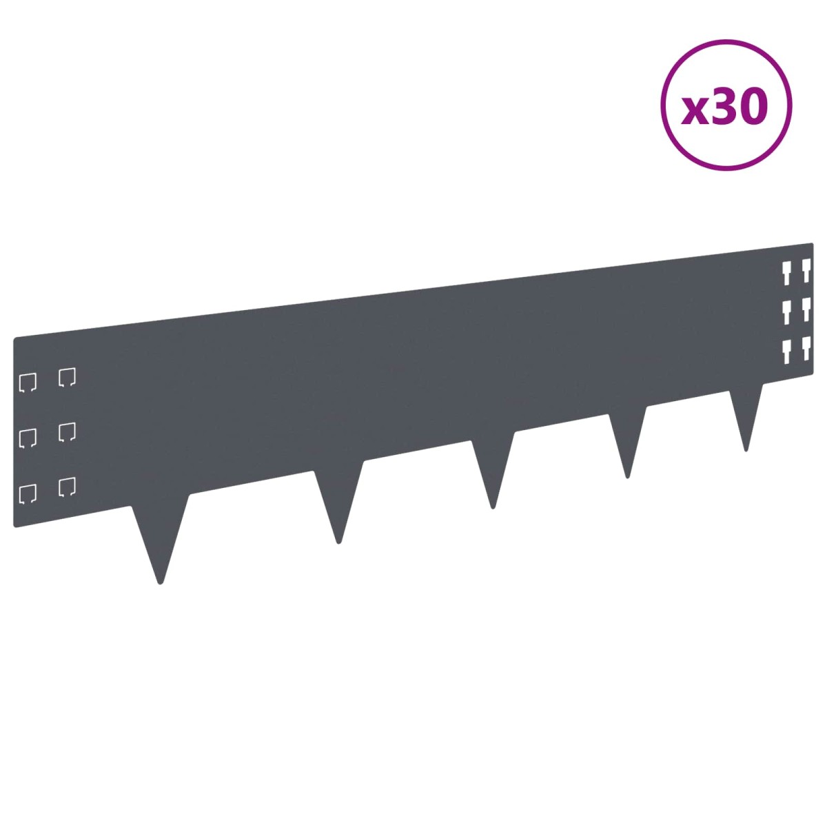 vidaXL Περίγραμμα γκαζόν 30 τμχ. 100 x 25 cm Ατσάλι Ανθρακί