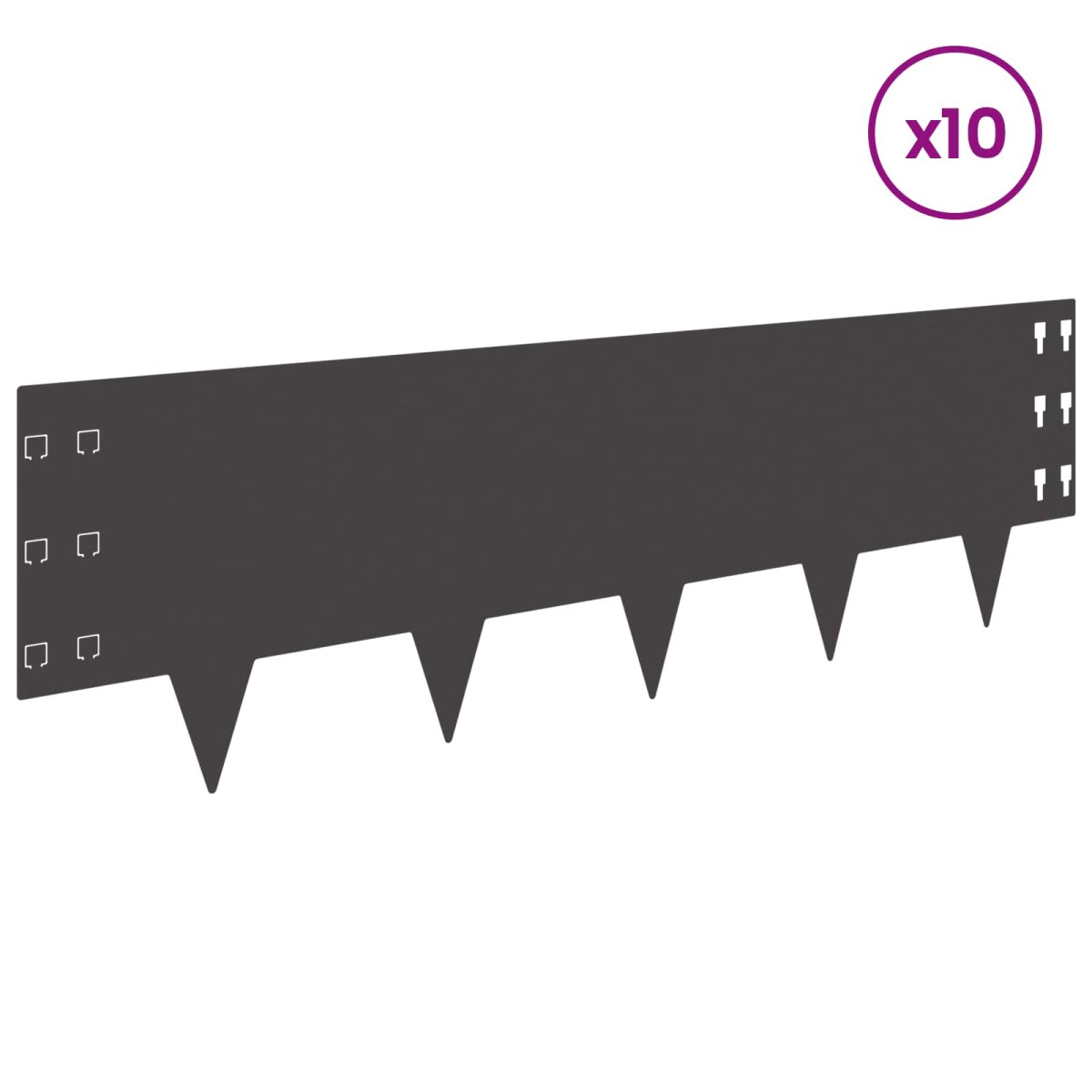 vidaXL Περίγραμμα γκαζόν 10 τμχ. 100 x 30 cm Ατσάλι Μαύρο
