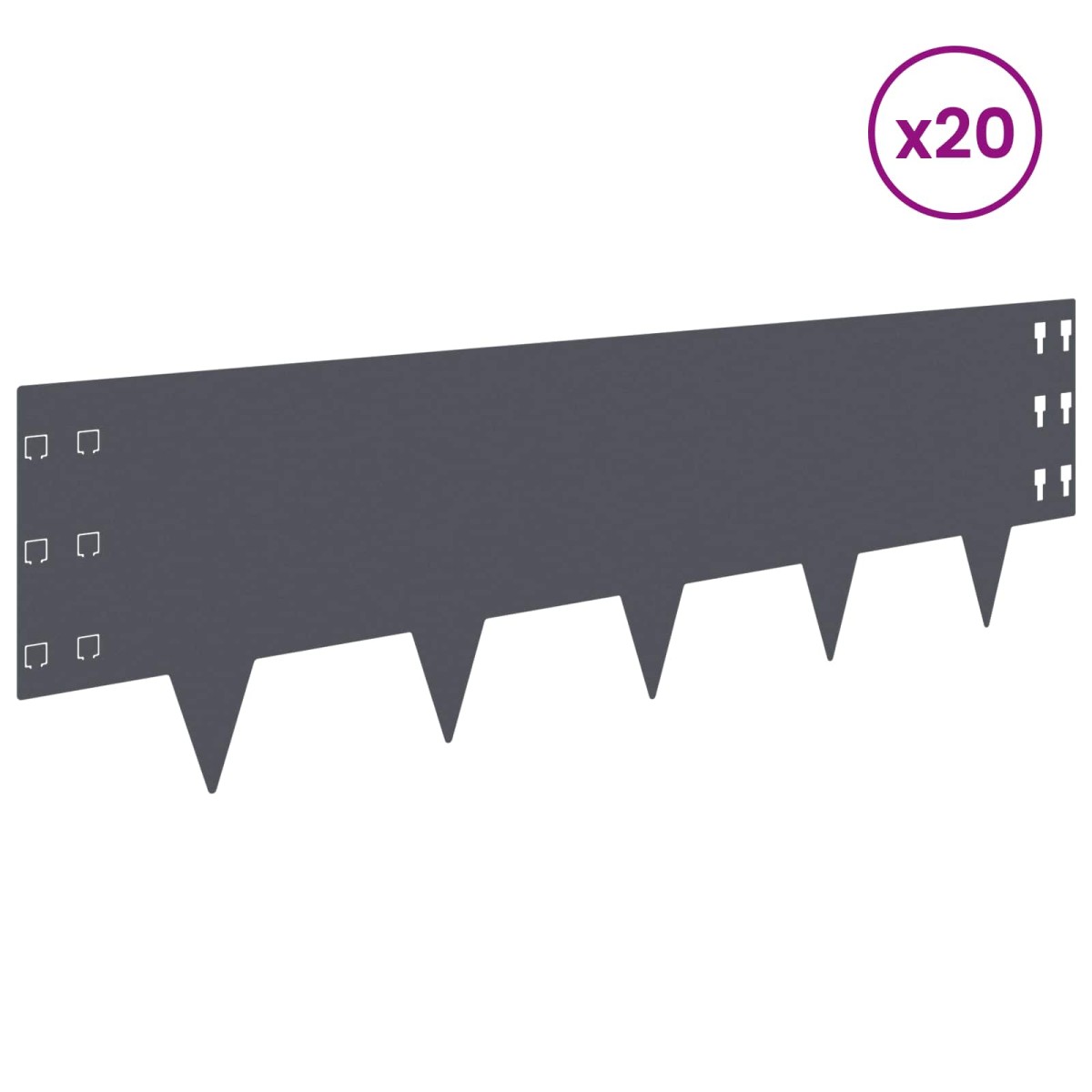 vidaXL Περίγραμμα γκαζόν 20 τμχ. 100 x 30 cm Ατσάλι Ανθρακί