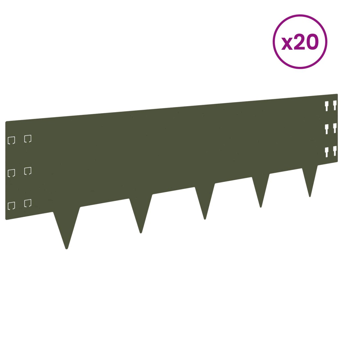 vidaXL Περίγραμμα γκαζόν 20 τμχ. 100 x 30 cm Ατσάλι Λαδί