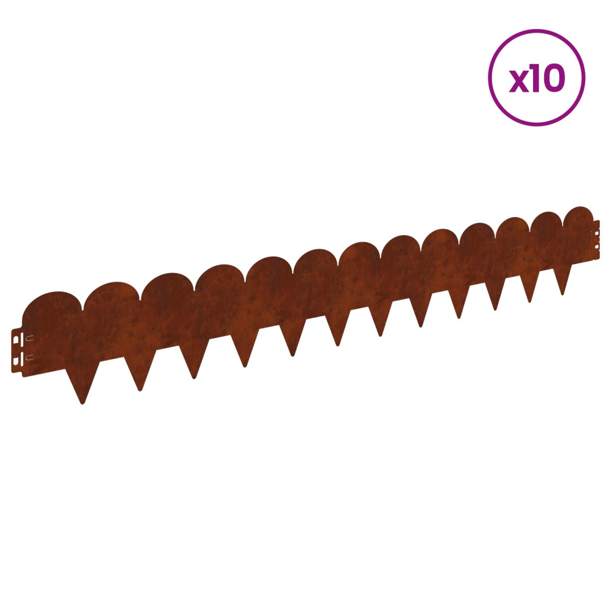 vidaXL Περίγραμμα γκαζόν 10 τμχ. 103 x 15 εκ Ατσάλι Σκ rusty