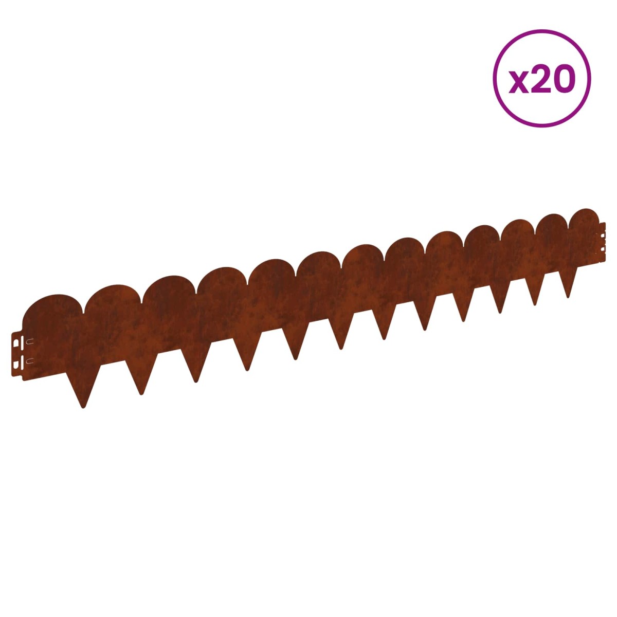 vidaXL Περίγραμμα γκαζόν 20 τμχ. 103 x 15 εκ Ατσάλι Σκ rusty