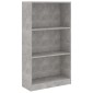vidaXL Βιβλιοθήκη με 3 Ράφια Γκρι Σκυροδ. 60x24x109 εκ. Επεξεργ. Ξύλο