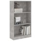 vidaXL Βιβλιοθήκη με 3 Ράφια Γκρι Σκυροδ. 60x24x109 εκ. Επεξεργ. Ξύλο