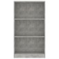 vidaXL Βιβλιοθήκη με 3 Ράφια Γκρι Σκυροδ. 60x24x109 εκ. Επεξεργ. Ξύλο