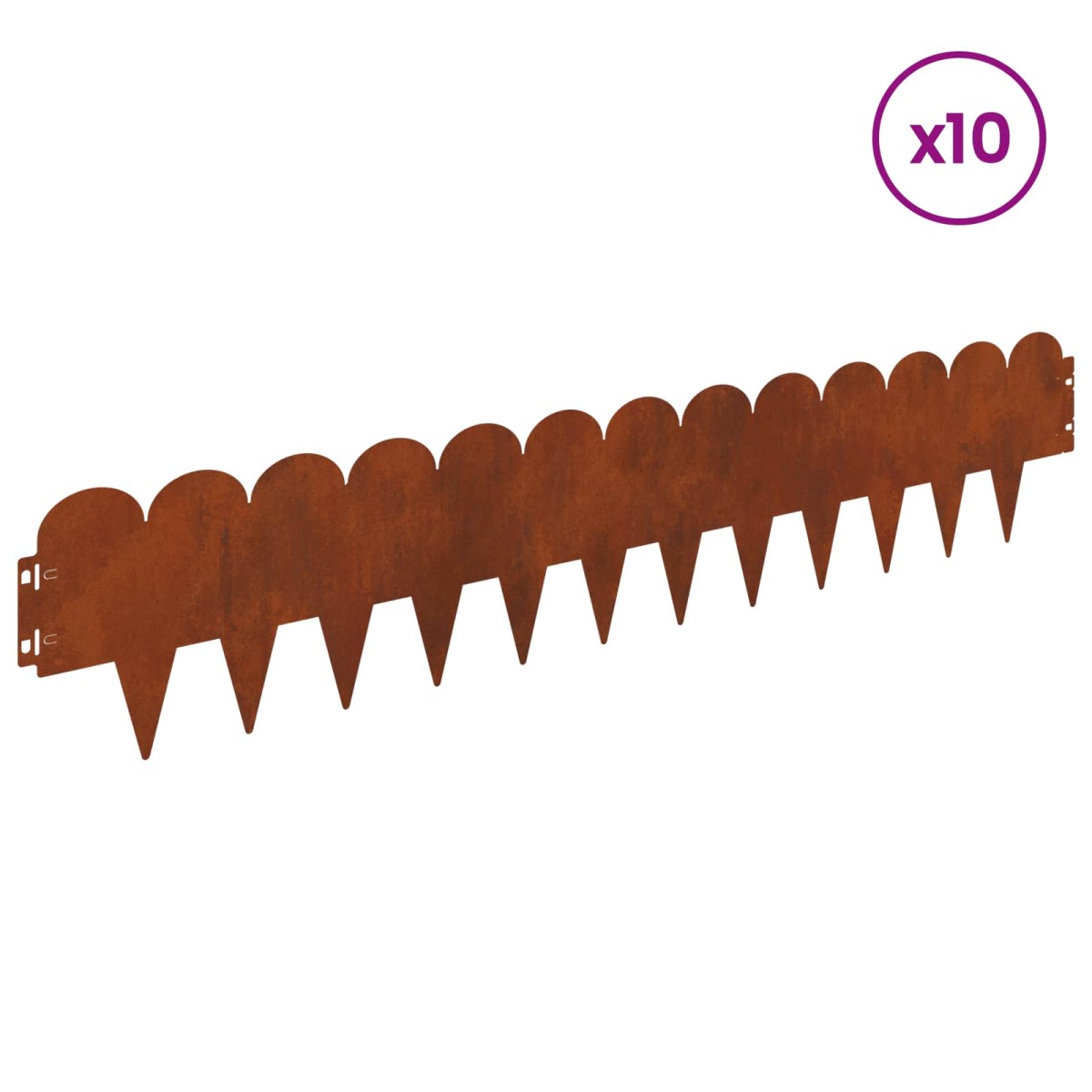 vidaXL Περίγραμμα γκαζόν 10 τμχ. 103 x 20 εκ Ατσάλι Σκ rusty