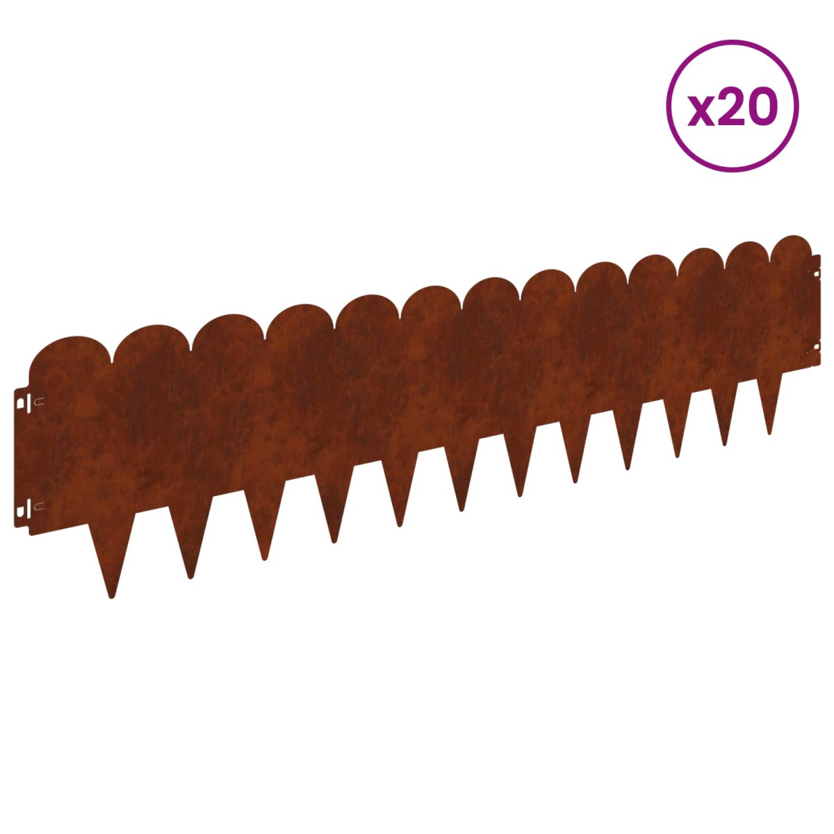 vidaXL Περίγραμμα γκαζόν 20 τμχ. 103 x 25 εκ Ατσάλι Σκ rusty