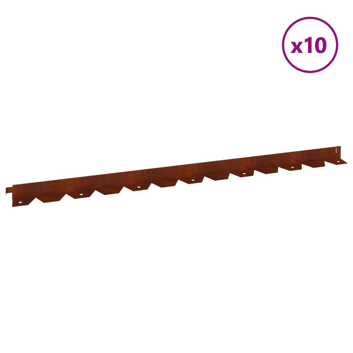 vidaXL Περίγραμμα γκαζόν 10 τμχ. 102 x 4 x 4 εκ. Ατσάλι Σκ rusty