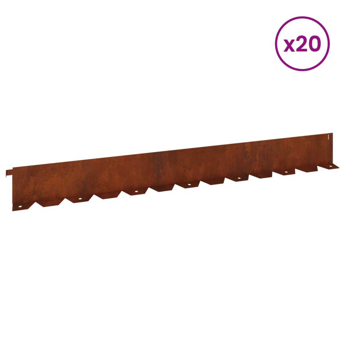 vidaXL Περίγραμμα γκαζόν 20 τμχ. 102 x 10 x 4 εκ. Ατσάλι Σκ rusty