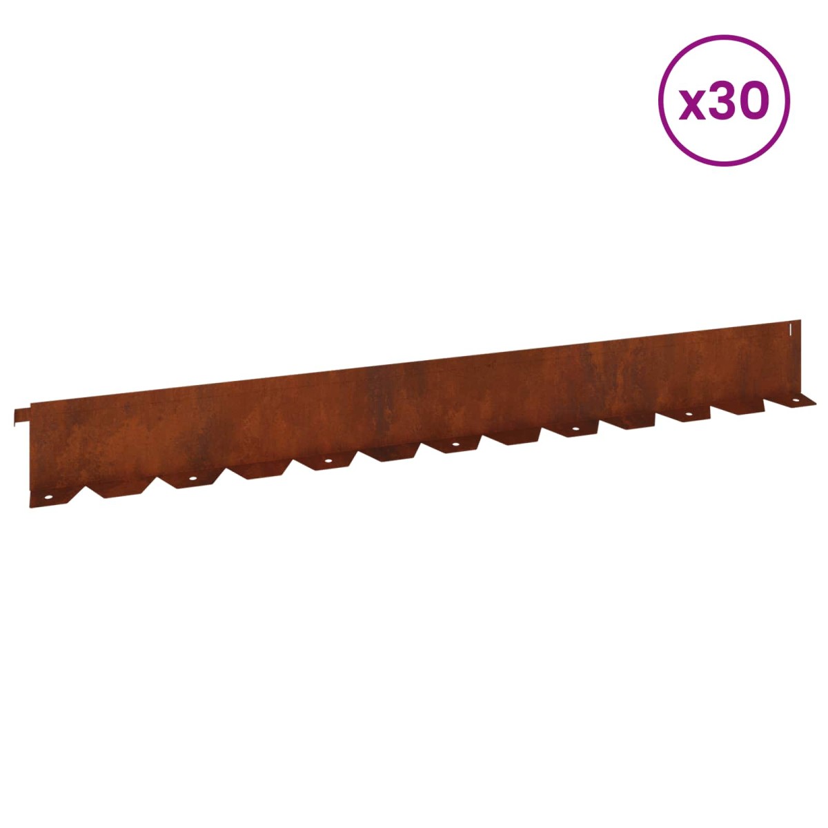 vidaXL Περίγραμμα γκαζόν 30 τμχ. 102 x 10 x 4 εκ. Ατσάλι Σκ rusty